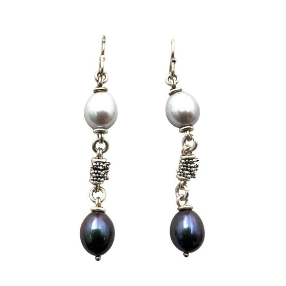 Michael Dawkins Women's Earrings Sterling Silver Pearl 2" Pierced Chandelier - Picture 1 of 2
